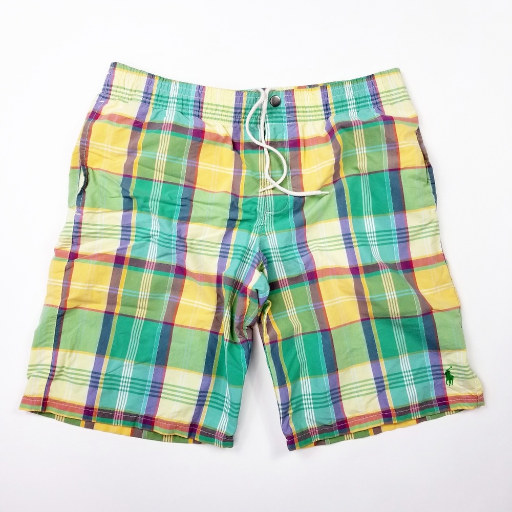 Polo Ralph Lauren Mens Large Plaid Swim Trunks Sho